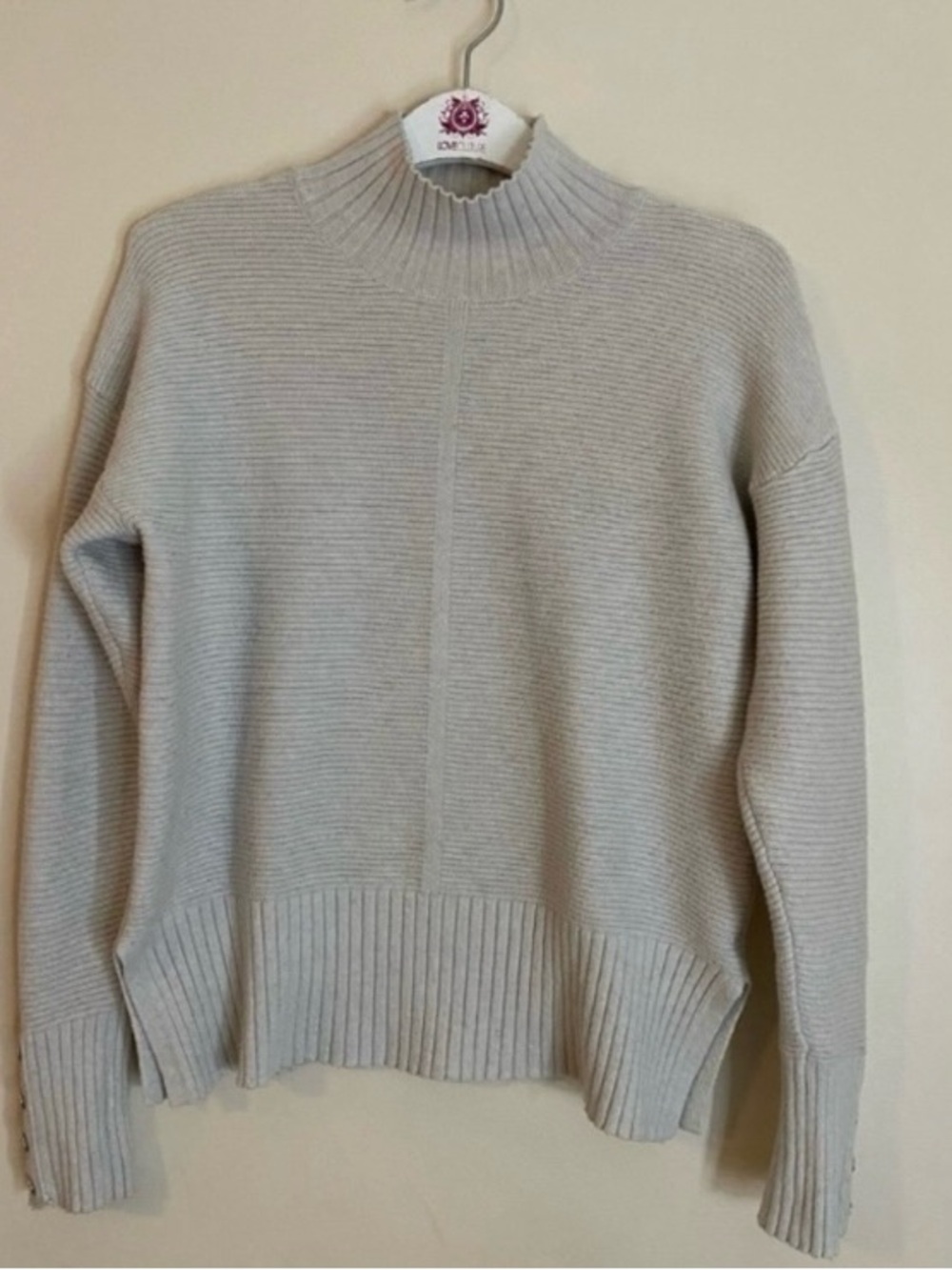 Cyrus Cream minimalist Ribbed High-Neck Sweater